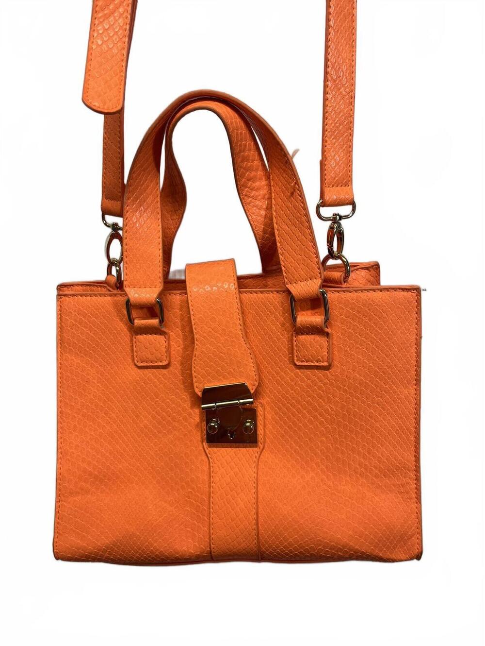 Top Handle Bag Crossbody Purse Adjustable Strap, Orange Textured Bag by JustFab